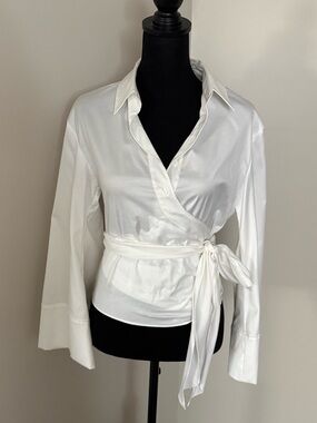 Zara White Wrap Blouse